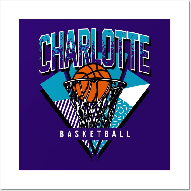 Charlotte Basketball 90s Throwback Wall Art by funandgames